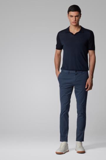 Spodnie BOSS Slim Fit Ciemny Niebieskie Męskie (Pl02742)